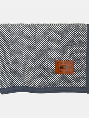 ChappyWrap x JetBlue Harborview Herringbone Navy Blanket Midi Size 40x60 inches